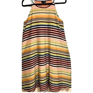 The Limited Women's Dress Peach Blue Green Striped Size Medium Tall- EUC